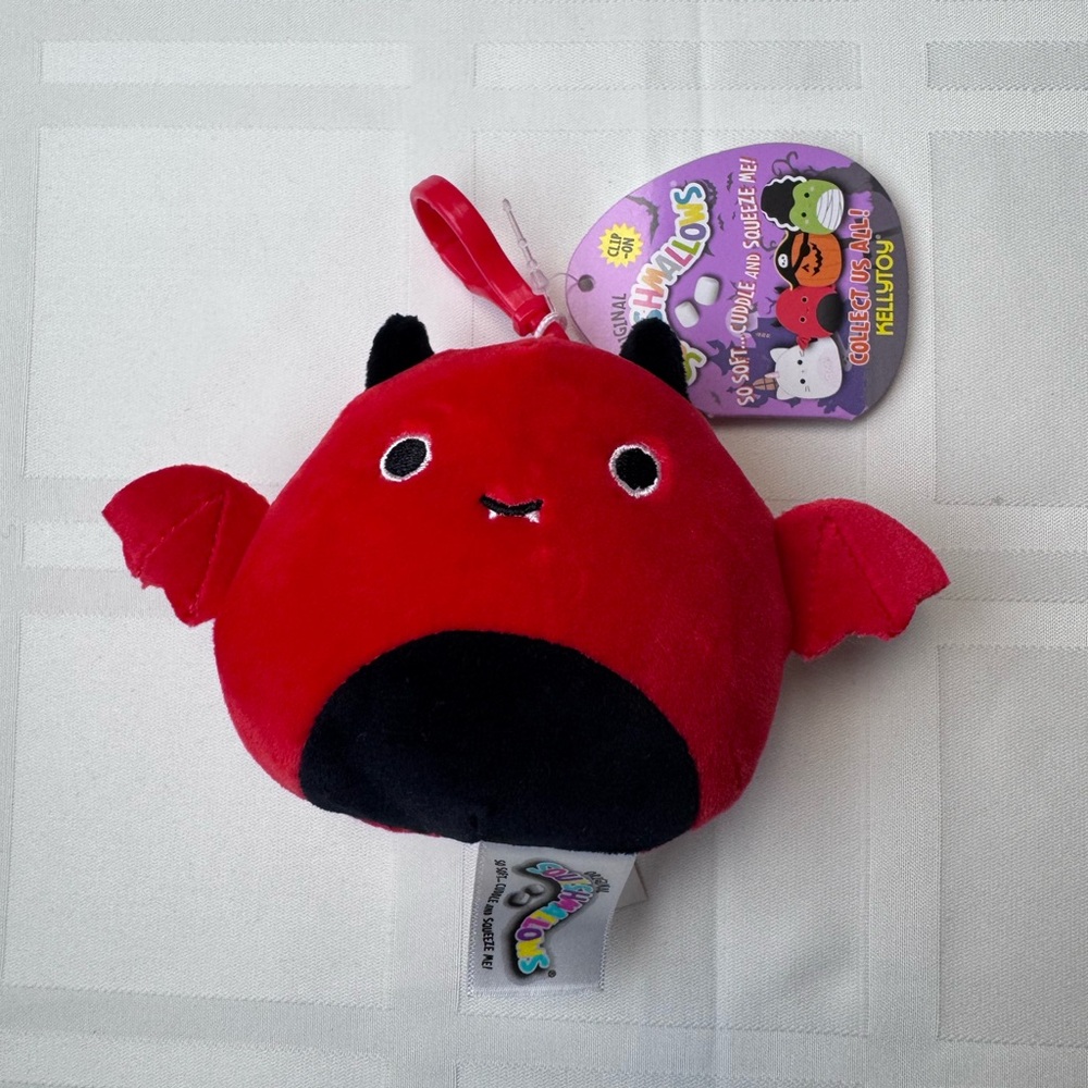 Dante Kellytoy Red and Black Plush Bat Toy with clip